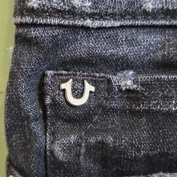 True Religion Halle Studded Super Skinny Jeans, Black Moon Stone, Sz 27 - Picture 5 of 12